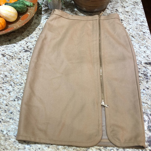 J. Crew 100% Wool Zip Pencil Skirt in Tan 2 - Picture 2 of 11